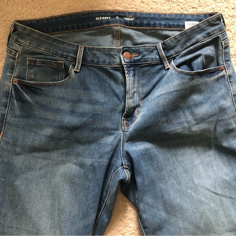 Old Navy Mid-Rise Power Slim Straight Jeans women 16 Long